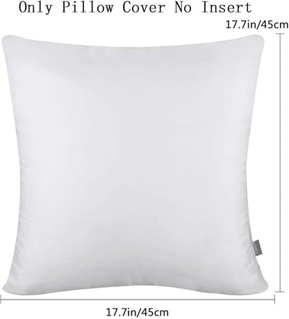 Thmyo 4-Pack 100% Cotton Comfortable Solid Decorative Throw Pillow Case Square Cushion Cover Pillowcase Sublimation Blank Pillow Covers Christmas DIY Throw Pillowcase (18x18inch/45x45cm,White)