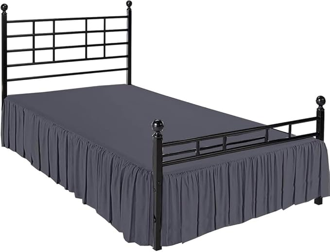 Ruffle Bed Skirt with Split Corners, Microfiber Dust Ruffled for a Perfectly Tailored Bedding Ensemble, Wrinkle and Fade Free, Easy Fit, Queen Size 16 Inch Drop, Dark Grey