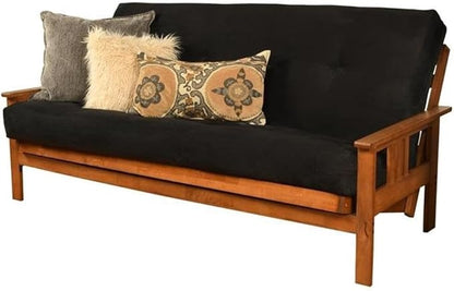 BOWERY HILL Full-Size Suede Fabric Futon in Black-Frame Not Included