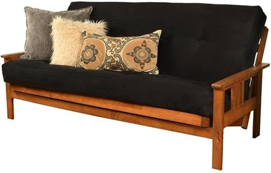 BOWERY HILL Full-Size Suede Fabric Futon in Black-Frame Not Included