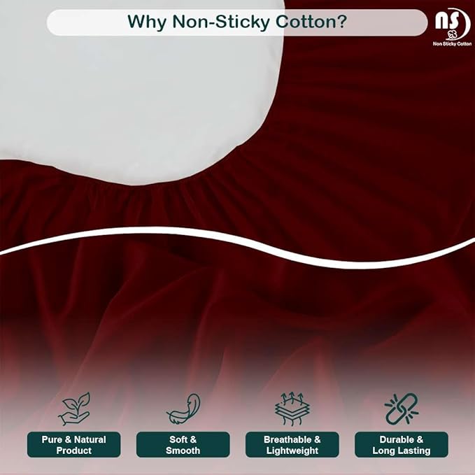 NON Sticky cotton Full Size Sleeper Sofa Sheets, 4 Piece Egyptian Cotton Bed Sheet Set for Sofa Bed, 7" Deep Pocket for Pull Out Couch Mattress, 54" x 75", Burgundy Solid, Soft & Breathable