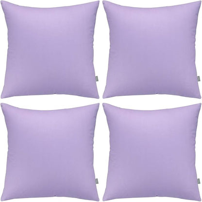4-Pack 100% Cotton Comfortable Solid Decorative Throw Pillow Case,Thmyo Square Cushion Cover Pillowcase Sublimation Blank Pillow Covers DIY Throw Pillowcase for Sofa(16x16 inch/ 40x40cm,Light Purple)