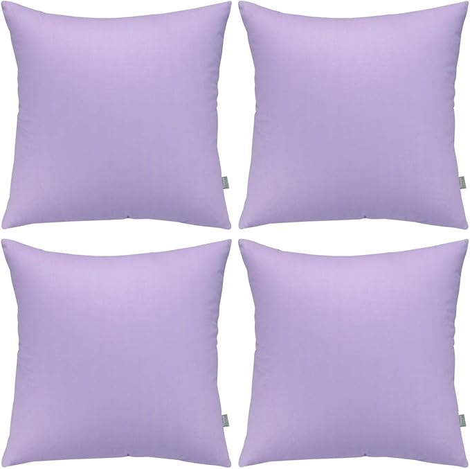 4-Pack 100% Cotton Comfortable Solid Decorative Throw Pillow Case,Thmyo Square Cushion Cover Pillowcase Sublimation Blank Pillow Covers DIY Throw Pillowcase for Sofa(18x18 inch/ 45x45cm,Light Purple)