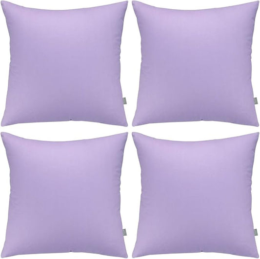 4-Pack 100% Cotton Comfortable Solid Decorative Throw Pillow Case,Thmyo Square Cushion Cover Pillowcase Sublimation Blank Pillow Covers DIY Throw Pillowcase for Sofa(18x18 inch/ 45x45cm,Light Purple)