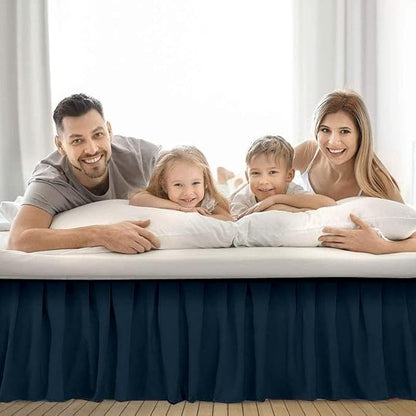 Ruffle Bed Skirt with Split Corners, Microfiber Dust Ruffled for a Perfectly Tailored Bedding Ensemble, Wrinkle and Fade Free, Easy Fit, Queen Size 21 Inch Drop, Navy Blue