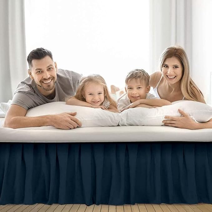 Ruffle Bed Skirt with Split Corners, Microfiber Dust Ruffled for a Perfectly Tailored Bedding Ensemble, Wrinkle and Fade Free, Easy Fit, Twin Size 15 Inch Drop, Navy Blue