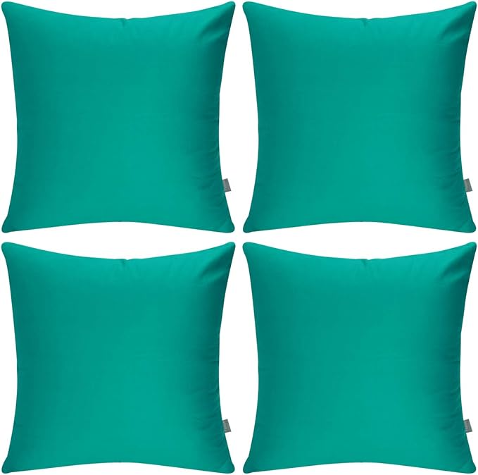 4-Pack 100% Cotton Comfortable Solid Decorative Throw Pillow Case,Thmyo Square Cushion Cover Pillowcase Sublimation Blank Pillow Covers DIY Throw Pillowcase for Sofa(16x16 inch/ 40x40cm,Lake Blue)