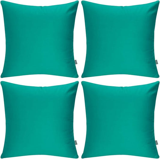 Thmyo 4-Pack 100% Cotton Comfortable Solid Decorative Throw Pillow Case, Square Cushion Cover Pillowcase Sublimation Blank Pillow Covers DIY Throw Pillowcase for Sofa(18x18 inch/ 45x45cm,Lake Blue)