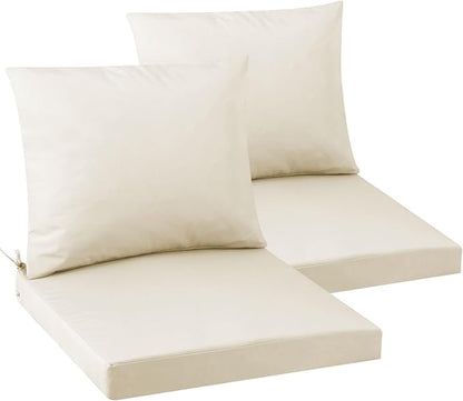Outdoor Seat Cushion Set 22 x 22 In, Water-Resistant & Fade-Resistan, Patio Furniture Cushions with Removable Cover Deep Seat & Back Cushion with Handle and Adjustable Straps for Chair Sofa,2PC