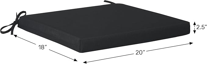WestinTrends Solace Outdoor Patio Kitchen Dining Chair Square Seat Cushions Set of 4, 20 x 18, Black
