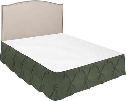 Nestl Olive Green Bed Skirt Queen Size, Pinch Pleat Queen Bed Skirt, 14" Inch Drop Queen Bedskirt, Hotel Quality Olive Green Bed Skirts, Microfiber Bedskirt for Queen Bed, Olive Green Queen Bed Skirt