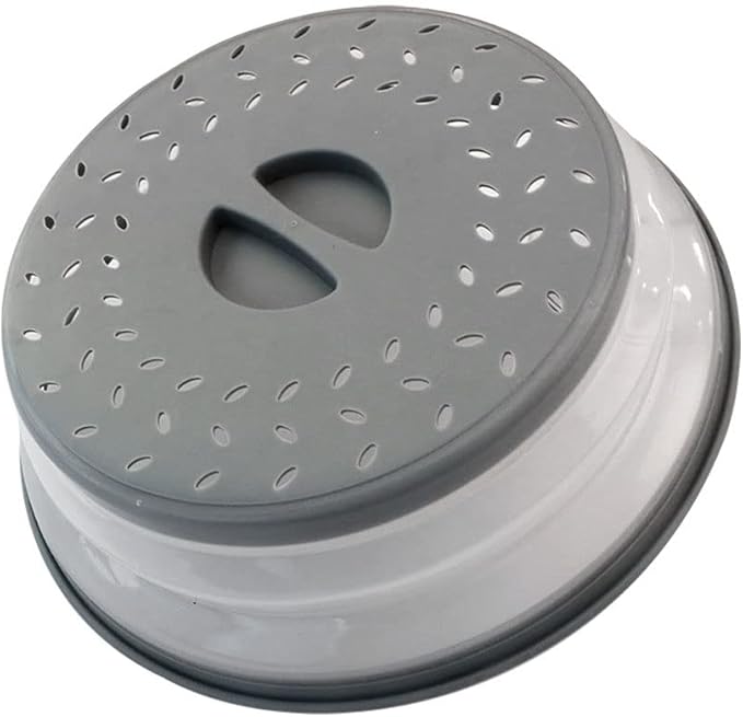 Collapsible Microwave Splatter Cover, 10.5 Inch, Dishwasher-safe, Microwave Plate Cover With Steam Vent，BPA-Free Silicone & Plastic(gray)