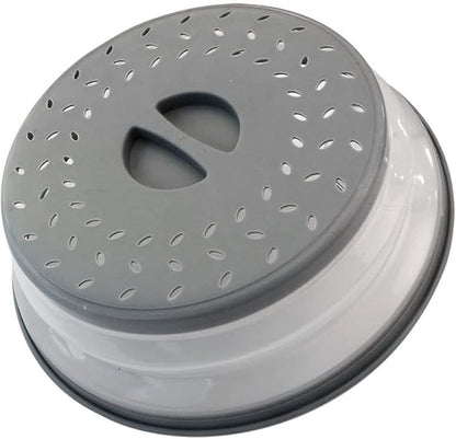 Collapsible Microwave Splatter Cover, 10.5 Inch, Dishwasher-safe, Microwave Plate Cover With Steam Vent，BPA-Free Silicone & Plastic(gray)