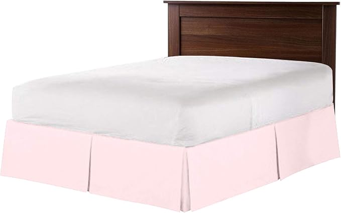 Bed Skirt - 100% Cotton 800 Thread Count Box Pleated Bed Skirt - Luxury Pleated Dust Ruffle, Hotel Quality Bed Skirt, Easy Fit with 12" Drop, Full XXL, Pink