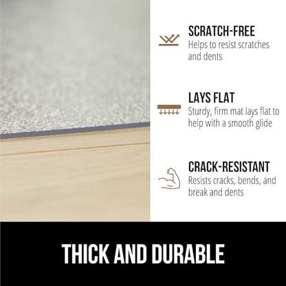 GORILLA GRIP Office Chair Mat for Hardwood Floors, 29x47 Smooth Glide Slip Resistant Under Desk Hard Wood Floor Protector, Stay in Place Plastic Computer Mats for Rolling Office Chairs, Clear