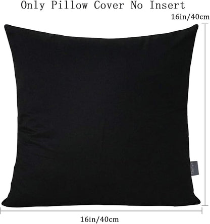 Thmyo 4-Pack 100% Cotton Comfortable Solid Decorative Throw Pillow Case Square Cushion Cover Pillowcase Sublimation Blank Pillow Covers Christmas DIY Throw Pillowcase for Sofa(16x16inch/40x40cm,Black)