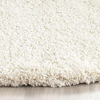 SAFAVIEH Milan Shag Collection Area Rug - 10' Round, Ivory, Solid Design, Non-Shedding & Easy Care, 2-inch Thick Ideal for High Traffic Areas in Living Room, Bedroom (SG180-1212)