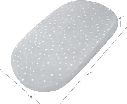 Bassinet Sheets 2 Pack (16 x 32) - Fit for Delta Children Deluxe Sweet, Dream On Me Karley (Plus) /Willow/Poppy, Baby Delight Beside Me Doze, Simmons Kids City Bassinet, Ultra Soft, White & Grey Ball