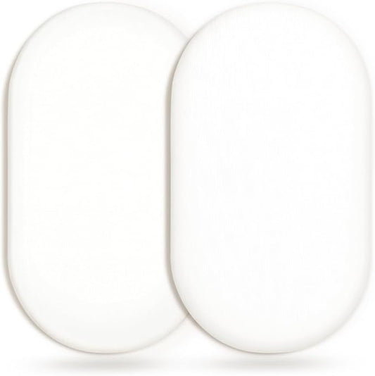 GRSSDER Stretchy Ultra Soft Fitted Bassinet Sheet 2 Pack, Universal Fit for Bassinets Baby Cradle Moses Basket Oval Rectangle Mattress Safe and Snug, Jersey Bassinet Sheets for Girls, White