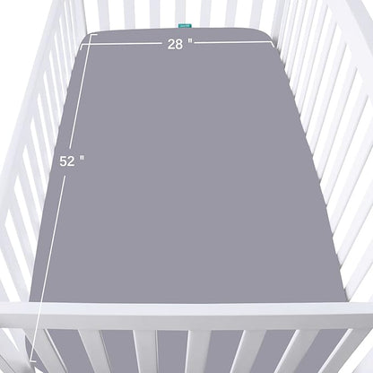 Crib Sheets and Waterproof Crib Mattress Protector 4 Pack Set,Waterproof Crib Sheets Mattress Pad Cover for Baby Boys and Girls, Grey