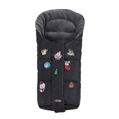 Christmas Uniuqe Waterproof Winter Stroller Bunting Bag Todder,Width Adjustable, Anti-Dirt,Foot area Open, Hoodie, All Features Needed for Baby Stroller Footmuff