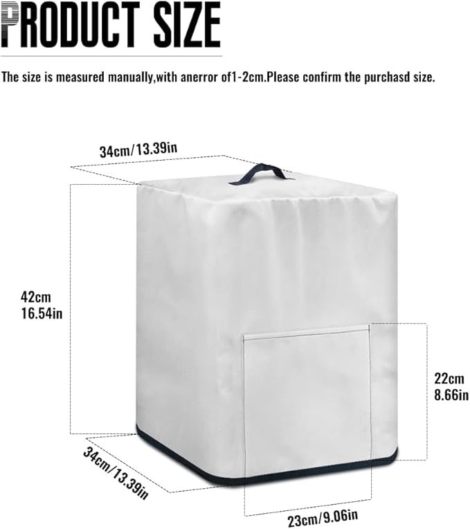 Air Fryer Cover Dust Cover, Dust Protection Insulated Kitchen Appliance Cover with Top Handle and Front Pockets for Women Gift, White Marble