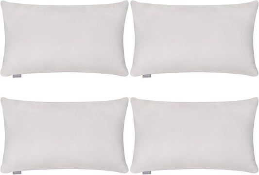 Thmyo 4-Pack 100% Cotton Lumbar Comfortable Solid Decorative Throw Pillow Case Rectangle Cushion Cover Sublimation Blank Pillow Covers DIY Throw Pillowcase(12x20inch/30x50cm,Light Silver Grey)