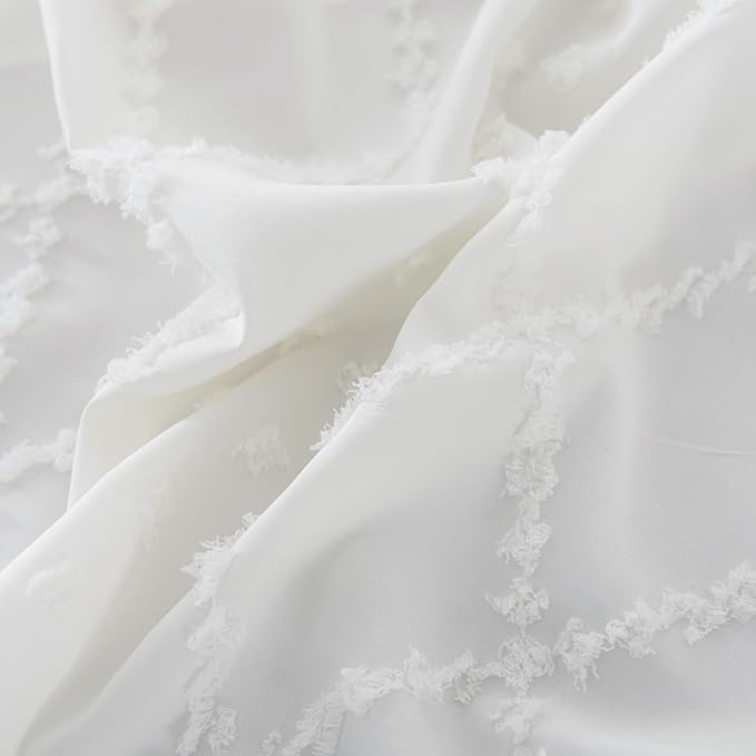 Bed Skirt King Size Ruffled Bed Skirt with Split Corners, 18 Inch Drop Dust Ruffle Bed Skirts with Platform, Boho Tufted Shabby Chic King Size Bed Skirts, Ivory