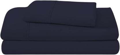 Camping Cot Sheets 33" x 75" - 3 Piece Cot Sheet Set for Bunk Bed - fits upto 9" Deep Mattress, Perfect for Narrow Twin, Camping Cot, RV Bunk, Guest Beds, Trifold Mattress - Navy Blue