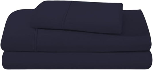 Twin Size Cot Sheet Set 31" x 75" x 9" 3 Piece - Cot Size Fitted Sheets fits Upto 9" with Narrow Twin/Camp Bunk/Rvs Bunk/Guest Beds/Trifold Mattress,Twin Sheet Set, Navy Blue