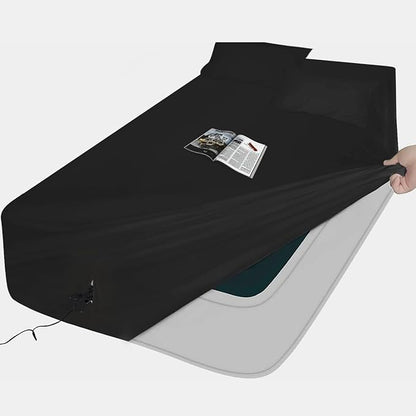 Air Mattress Sheets - 3 Pieces Set - Suitable for Inflatable mattresses 16 inches deep - can be inflated Without disassembly, Convenient, Sturdy, Easy to use air Bed Sheet (Black, Twin)