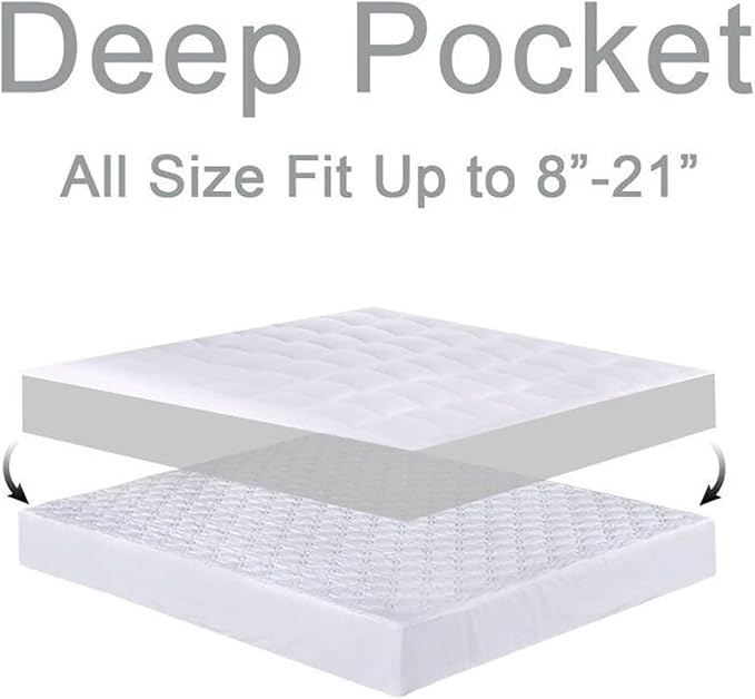 Mattress Topper Twin XL for Back Pain, Extra Thick Mattress Pad Cover, Plush Pillow Top, Deep Elastic Pocket,White,39"X80"+20"