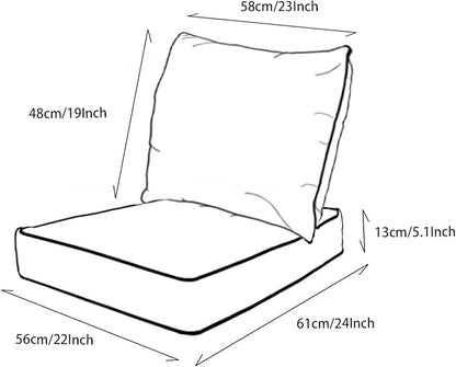 COZYVIDA Outdoor/Indoor 22x24 inch Deep Seat Patio Cushions Set of 2 Resilient Foam Filling Water Repellent Stain-Resistant UV Resistant Weather Resistant Patio Cushions Beige
