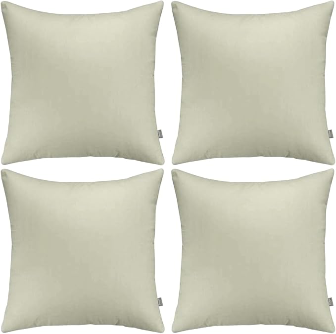 4-Pack 100% Cotton Comfortable Solid Decorative Throw Pillow Case,Thmyo Square Cushion Cover Pillowcase Sublimation Blank Pillow Covers DIY Throw Pillowcase for Sofa Bedroom(16x16 inch/ 40x40cm,Beige)
