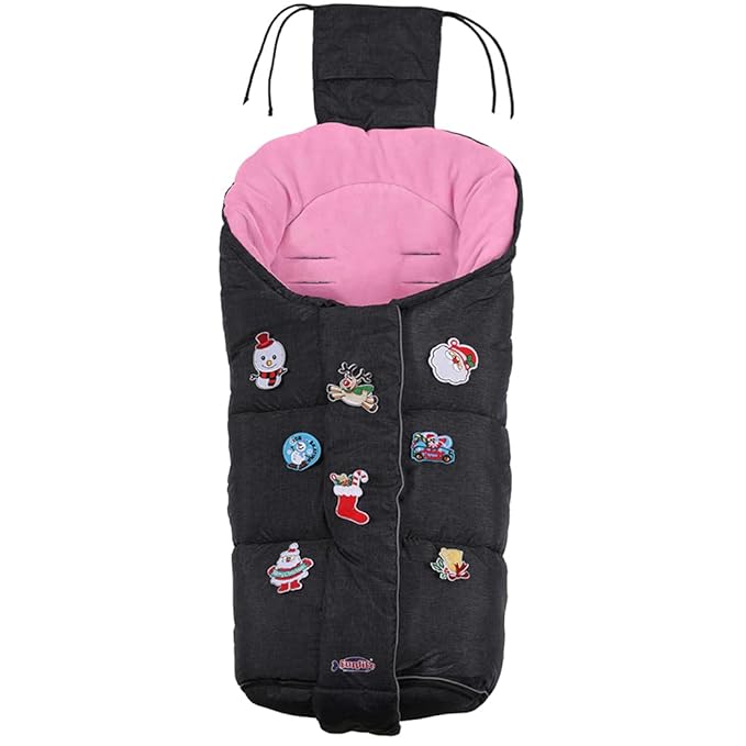 Waterproof Anti-freeze Winter Universal Stroller Footmuff,Ultra Soft Width Adjustable Designed for Toddler Groth Stroller Bunting Bag with Christmas DIY Play Sticker,6-36M