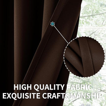 BGment Short Blackout Curtains for Bedroom 40 Inches Long - Thermal Insulated Room Darkening Curtain for Kitchen, Brown, 34 x 40 Inch, 2 Panels