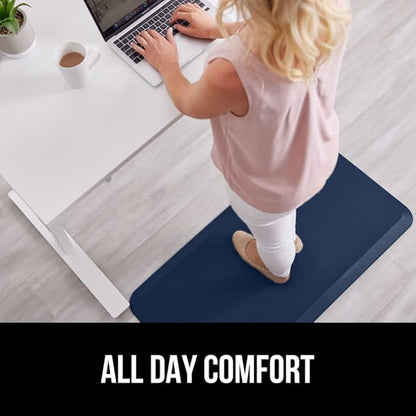 GORILLA GRIP Comfortable Cushioned Kitchen Mats for Floor, 70x24, Waterproof and Stain Resistant Soft Top, 3/4 Inch Thick Ergonomic Standing Desk Anti Fatigue Mat, Foam Supports Feet, Navy Blue
