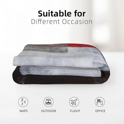 LOKMU Throw Blanket, Red Grey Abstract Art Painting Ultra-Soft Cozy Flannel Blankets, Fuzzy Plush Lightweight Modern Blanket for Couch Sofa Bedding Home Decor, 60" L x 50" W