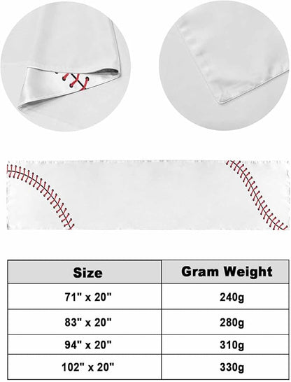 Baseball Sports Texture Bed Runners for Bedroom Hotel,Decorative Bedding Scarf White Red Lines Bed End Blanket Bedding Runner Scarves for Queen Size Bed,94x20in