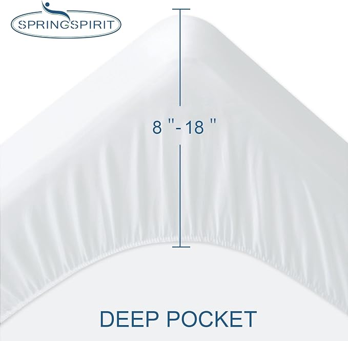 California King Mattress Protector 100% Waterproof & Noiseless & Soft & Skin-Friendly Terry Surface Perfectly Fitted up to 18'' Depth Cal King Mattress Cover Protector