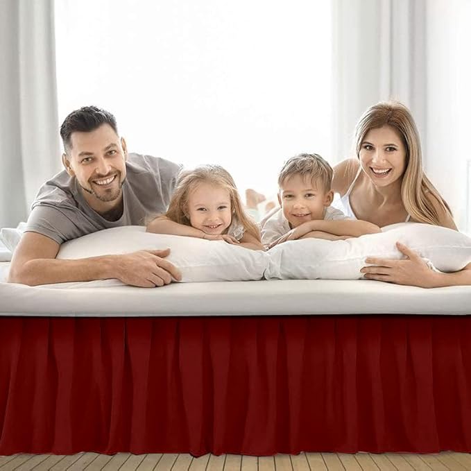 Ruffle Bed Skirt with Split Corners, Microfiber Dust Ruffled for a Perfectly Tailored Bedding Ensemble, Wrinkle and Fade Free, Easy Fit, King Size 15 Inch Drop, Burgundy