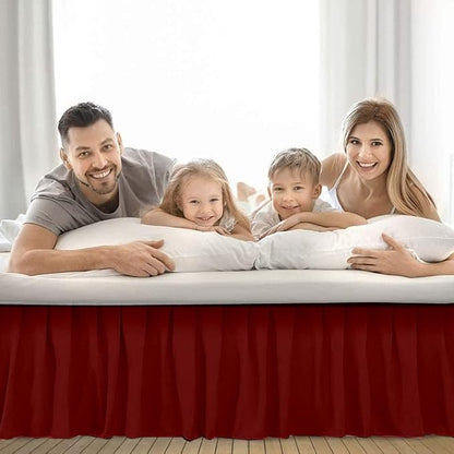Ruffle Bed Skirt with Split Corners, Microfiber Dust Ruffled for a Perfectly Tailored Bedding Ensemble, Wrinkle and Fade Free, Easy Fit, Twin Size 16 Inch Drop, Burgundy