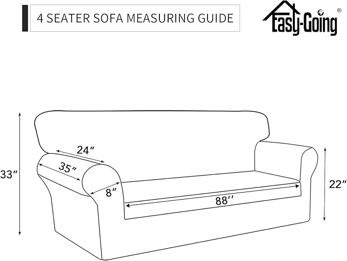 Easy-Going Sofa Slipcover Waterproof Sofa Cover Couch Cover for 4 Cushion Couch with Elastic Straps Washable Non-Slip Furniture Protector Cover for Pets, Dogs, Cat (XX-Large, Dark Gray)