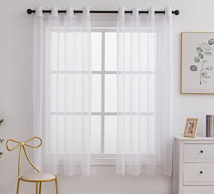 PI Sheer Window Curtains with Ring Top,Ivory Sheer Curtain for Living Room/Bedroom 2 Panels Set (W52 X L72, Ivory)