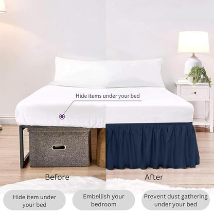 Ruffle Bed Skirt with Split Corners, Microfiber Dust Ruffled for a Perfectly Tailored Bedding Ensemble, Wrinkle and Fade Free, Easy Fit, Full Size 15 Inch Drop, Navy Blue