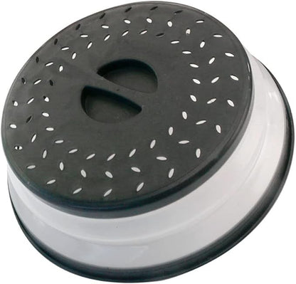 Collapsible Microwave Splatter Cover, 10.5 Inch, Dishwasher-safe, Microwave Plate Cover With Steam Vent，BPA-Free Silicone & Plastic(black)