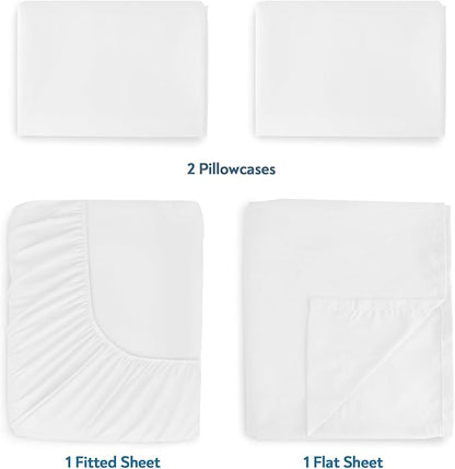 Magik & Kover Queen Sheet Set for Air Mattress - 4 Piece Queen Sheet Set Deep Pocket Up to 24 Inches - Soft & Breathable Air Mattress Sheets Queen Size with Extra Deep Pocket - White