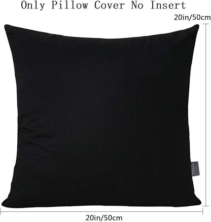 Thmyo 4-Pack 100% Cotton Comfortable Solid Decorative Throw Pillow Case Square Cushion Cover Pillowcase Sublimation Blank Pillow Covers Christmas DIY Throw Pillowcase for Sofa(20x20inch/50x50cm,Black)