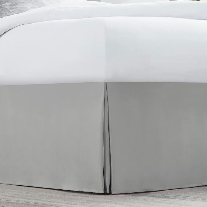 Nestl Silver Full XL Bed Skirt - Full XL Size Bed Skirt 14 Inch Drop - Brushed Microfiber Bed Skirts - Hotel Quality Pleated Bed Skirt - Shrinkage & Fade Resistant