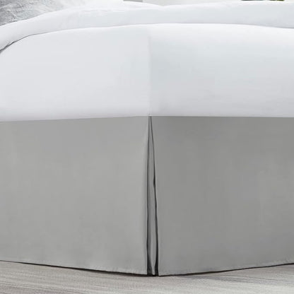 Nestl Silver Full XL Bed Skirt - Full XL Size Bed Skirt 14 Inch Drop - Brushed Microfiber Bed Skirts - Hotel Quality Pleated Bed Skirt - Shrinkage & Fade Resistant